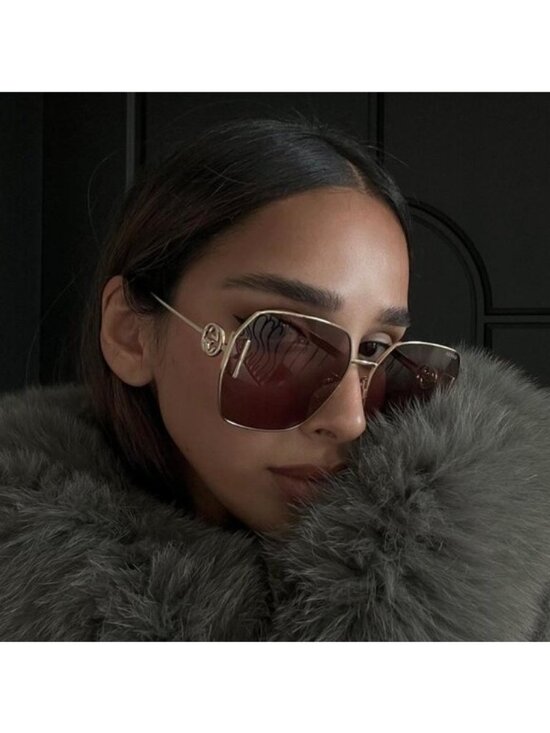 Gucci GG1207SA 002 Square Sunglasses - Gold/Grey main image 8